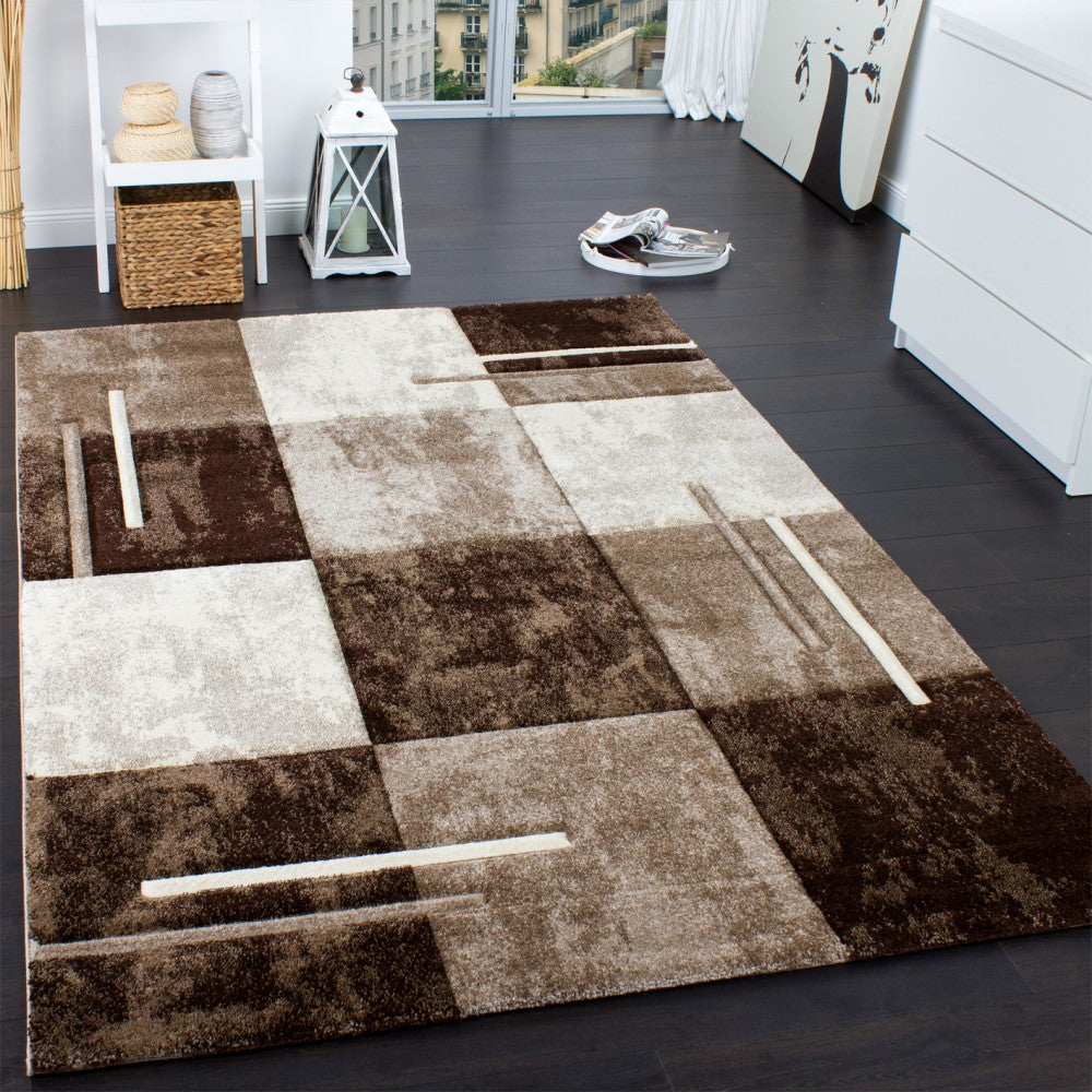 Paco Home Brown Beige Area Rug for Living Room Modern Abstract Design,  Size: 2' x 3'7