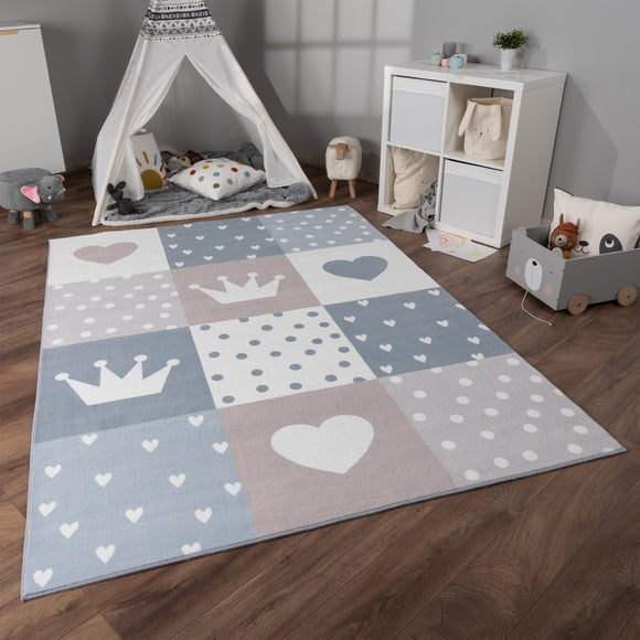 Paco Home Kids Rug for Childrens Room Mountains Starry-Sky in Light Blue  Gray White, Size: 2'8 x 4'11