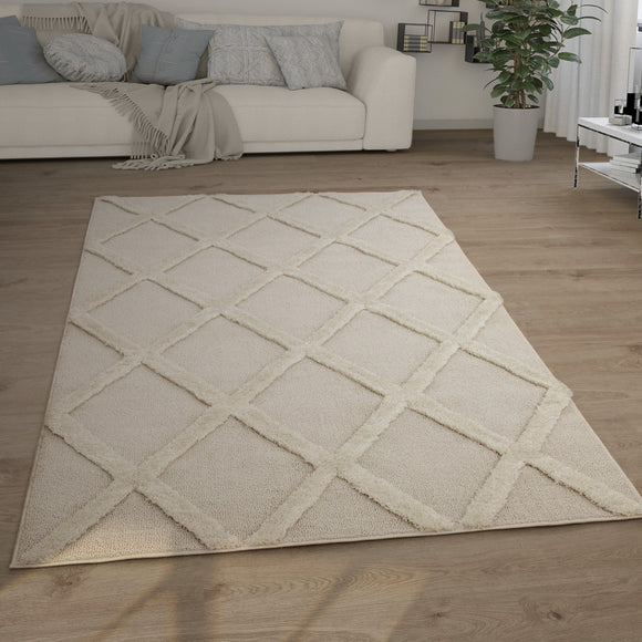 Paco Home Solid High Pile Area Rug Cosy Luxurious Touch Super Soft 3'11 x  5'3 - cream 